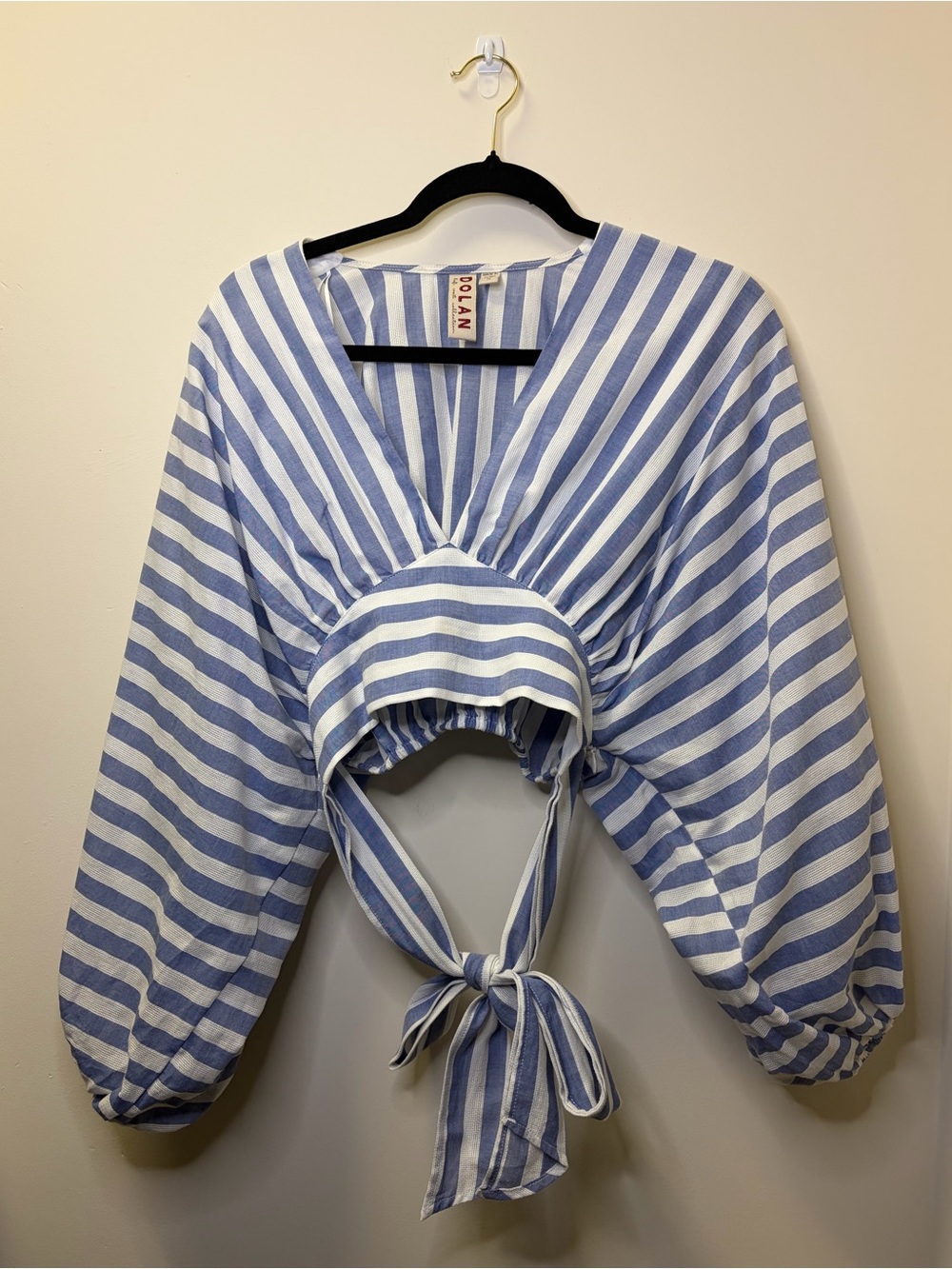 dolan Blue & White Striped with Tie in Back Crop Top—Like New—XS— Anthropologie
